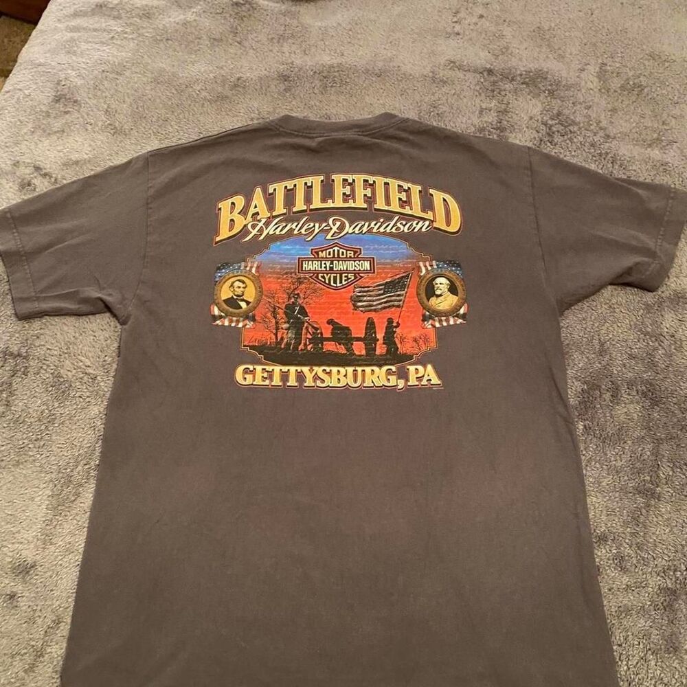 Harley-davidson Men's Grey and Black T-shirt